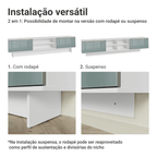 Rack Suspenso para TV até 80 Polegadas 218 cm 2 Portas Branco/Cinza Lux Madesa