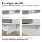 Rack Suspenso para TV até 80 Polegadas 218 cm 2 Portas Branco/Cinza Agata Madesa