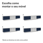 Rack Suspenso para TV até 80 Polegadas 218 cm 2 Portas Branco/Azul Vik Madesa