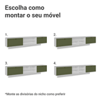 Rack Suspenso para TV até 80 Polegadas 218 cm 2 Portas Branco/Verde Vik Madesa
