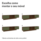 Rack Suspenso para TV até 80 Polegadas 218 cm 2 Portas Rustic/Verde Vik Madesa