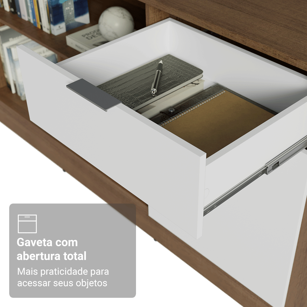Escrivaninha de Canto Rustic/Branco Roma Madesa