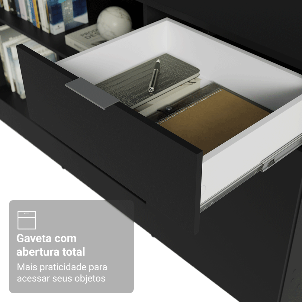 Escrivaninha de Canto Preto Roma Madesa