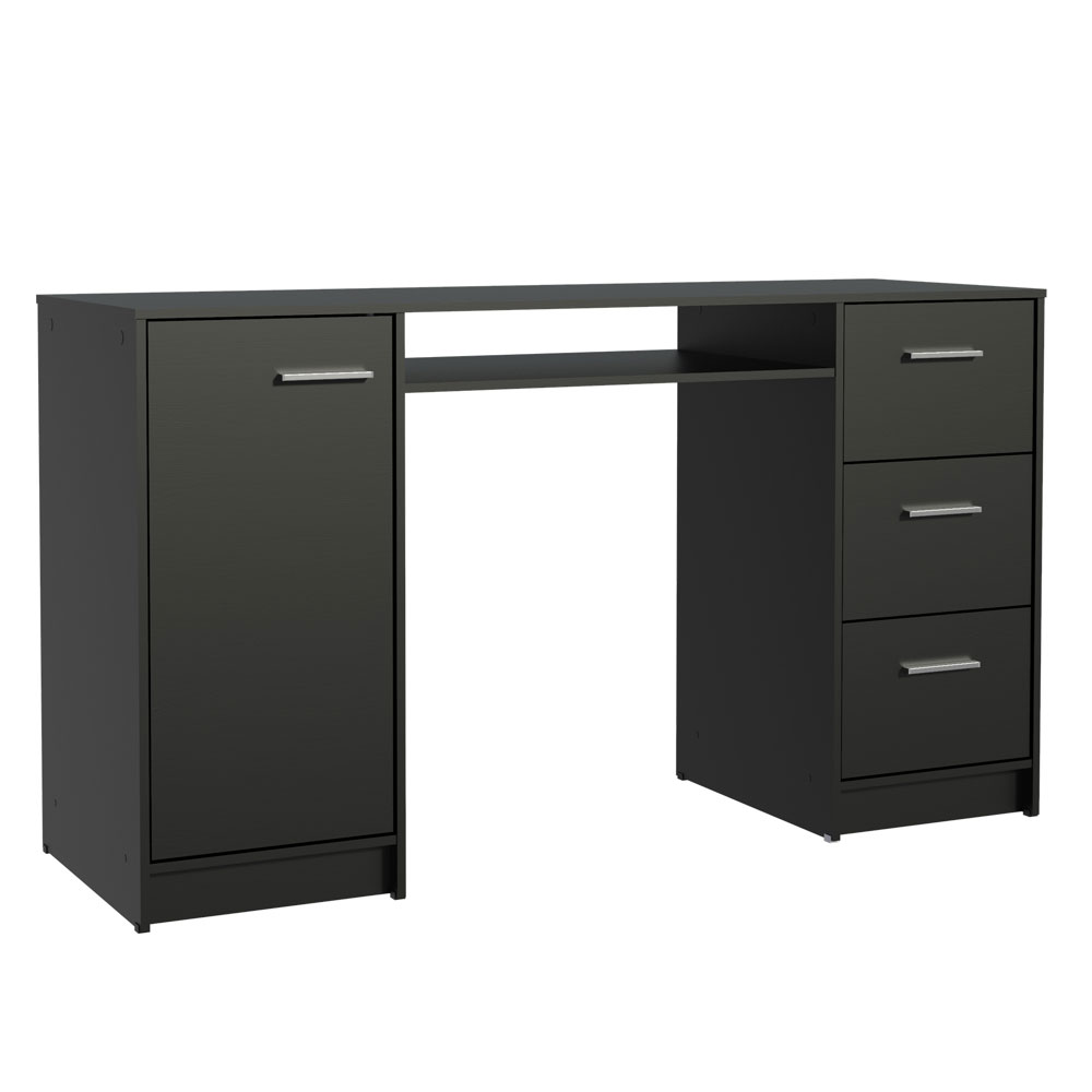 Escrivaninha Madesa Alaska 3 Gavetas 1 Porta Preto