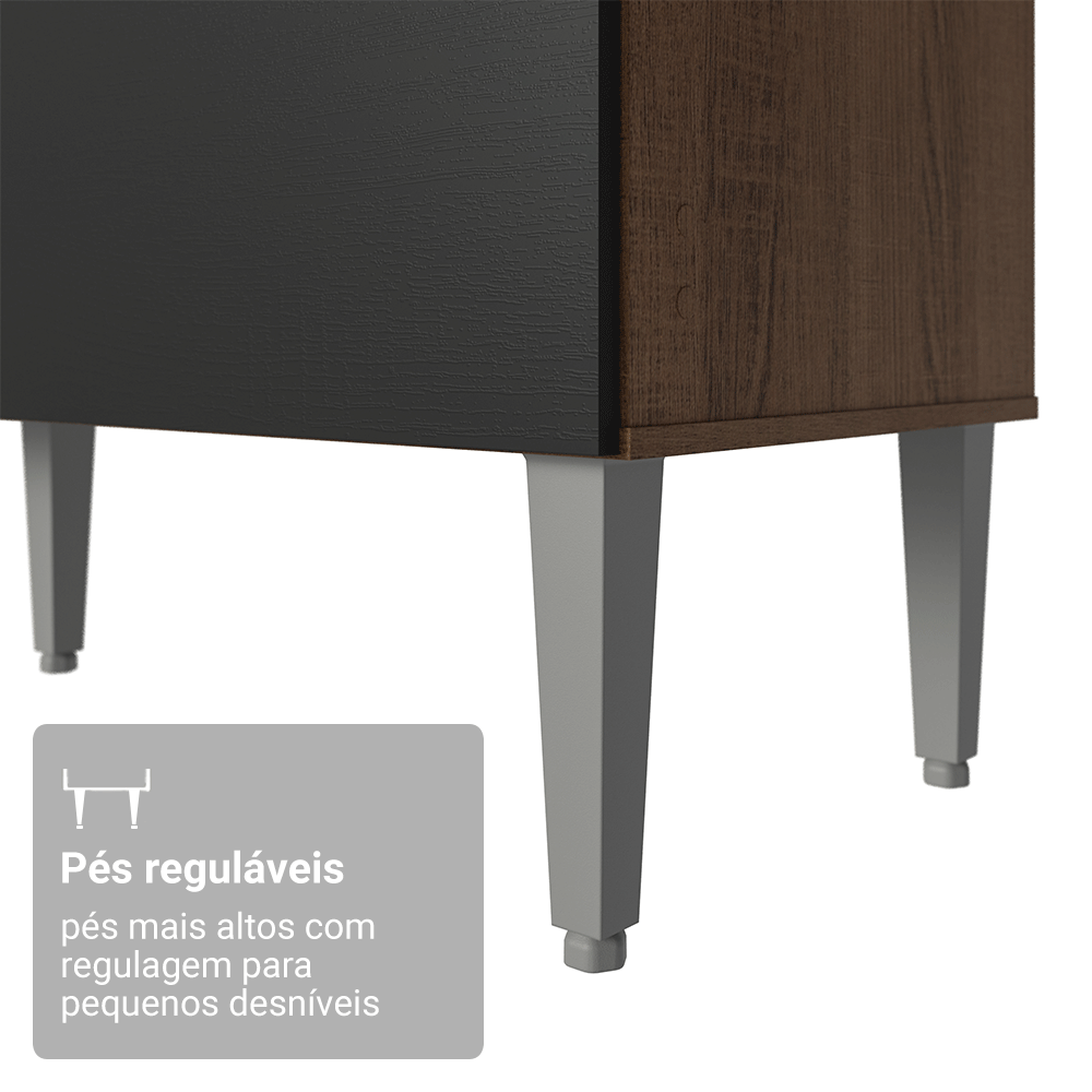 Armário de Cozinha Compacta 196cm Rustic/Preto Aura Madesa