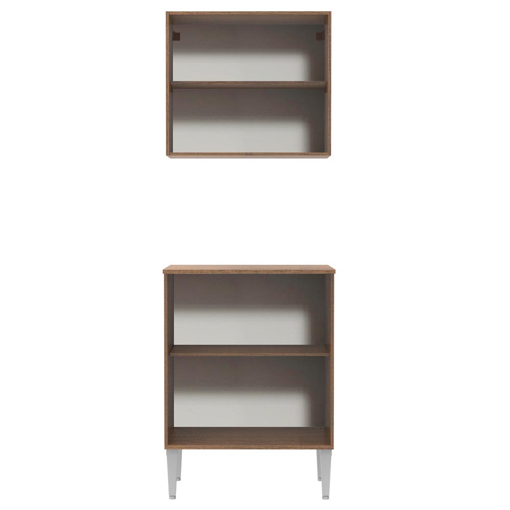 Kit com Armário Aéreo e Balcão 64cm Rustic Emilly Madesa