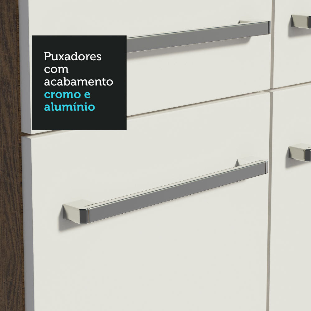 Kit com Armário Aéreo e Balcão 64cm Rustic/Branco Emilly Madesa