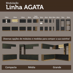 Balcão Gabinete de Pia Madesa Agata 120 x 60 cm 2 Portas (Sem Tampo) Rustic/Preto