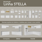 Balcão Cozinha 120 x 60 cm 2 Portas e 3 Gavetas (Com Tampo) Branco Stella Madesa