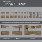Balcão Cozinha 120 x 60 cm 2 Portas e 3 Gavetas (Com Tampo) Rustic Glamy Madesa