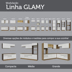 Balcão Cozinha 120 x 60 cm 2 Portas e 3 Gavetas (Com Tampo) Rustic/Branco Glamy Madesa