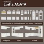 Balcão de Cozinha 50 x 60cm 1 Porta Branco Tampo Rustic Agata Madesa