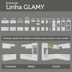 Balcão de Cozinha 50 x 60cm 1 Porta Branco Tampo Rustic Glamy Madesa