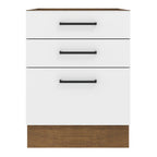 Balcão Madesa Agata 60 x 60 cm 3 Gavetas (Sem Tampo) Rustic/Branco