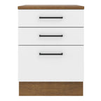 Balcão Madesa Agata 60 x 60 cm 3 Gavetas (Com Tampo) Rustic/Branco