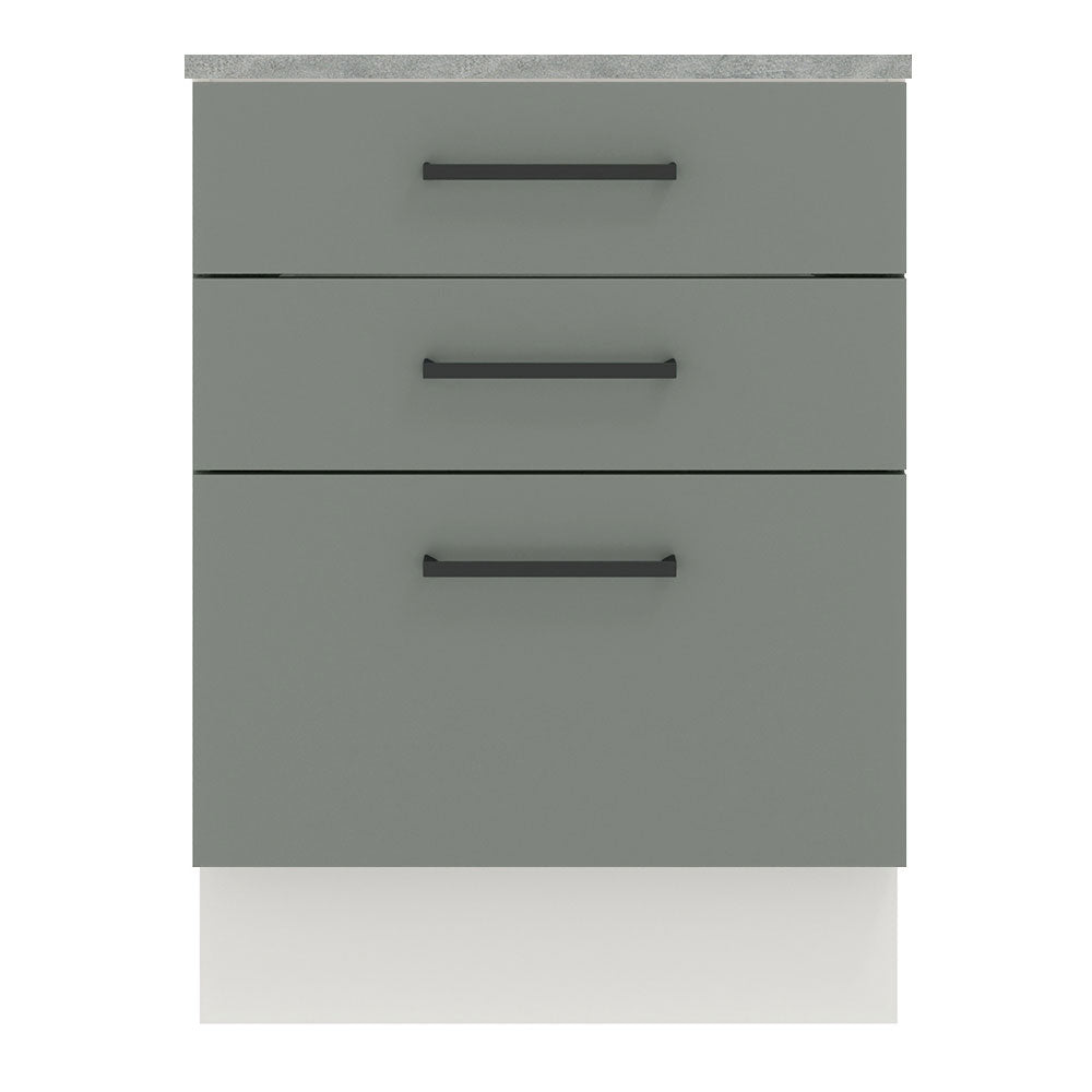 Balcão Madesa Agata 60 x 60 cm 3 Gavetas (Com Tampo) Branco/Cinza