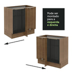Balcão de Canto Madesa Lux 1 Porta (Sem Tampo) Rustic/Preto