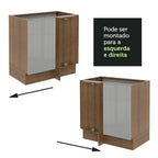 Balcão de Canto Madesa Lux 1 Porta (Sem Tampo) Rustic/Cinza