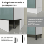 Balcão de Canto para Linha de 60 cm de Profundidade 1 Porta (Sem Tampo) Branco/Cinza Lux Madesa