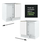 Balcão de Canto Madesa Lux 1 Porta (Sem Tampo) Branco/Branco Veludo