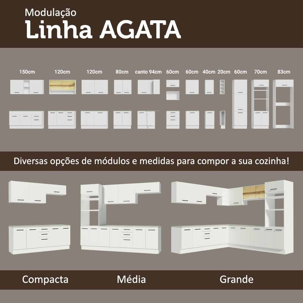 Balcão de Cozinha Madesa Agata 80 x 60 cm 2 Portas (Sem Tampo) Branco