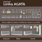 Balcão de Cozinha 80 x 60 cm 2 Gavetas (Sem Tampo) Branco/Cinza Agata Madesa