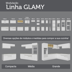 Paneleiro 40 x 60 cm 2 Portas e 2 Nichos Branco Glamy Madesa