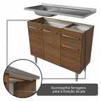 Balcão Gabinete com Pia 3 Portas e 1 Gaveta 105cm Rustic Emilly Madesa