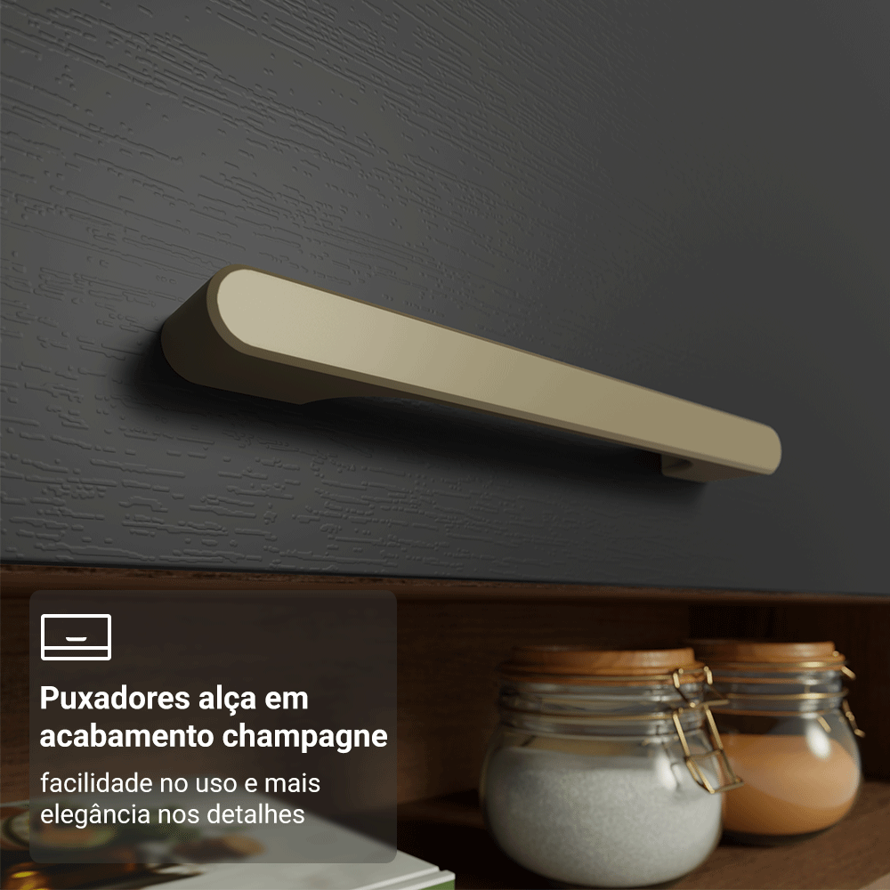 Balcão de Cozinha com Pia 105 cm 3 Portas 2 Gavetas Rustic/Preto Lille Madesa