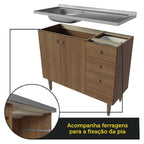 Balcão Gabinete com Pia 3 Portas e 2 Gavetas 105cm Rustic Gourmet Madesa