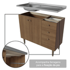 Balcão Gabinete com Pia 3 Portas e 2 Gavetas 105cm Rustic Gourmet Madesa