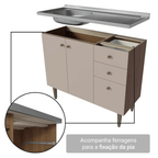 Balcão Gabinete com Pia 3 Portas e 2 Gavetas 105cm Rustic/Crema Gourmet Madesa