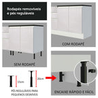 Balcão Gabinete de Pia Madesa Acordes 100% MDF 120 cm 3 Portas e 2 Gavetas Frentes Branco Brilho
