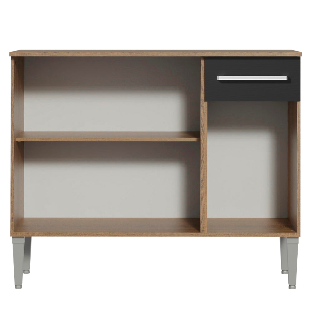 Balcão Gabinete Madesa Emilly 3 Portas e 1 Gaveta Rustic/Preto