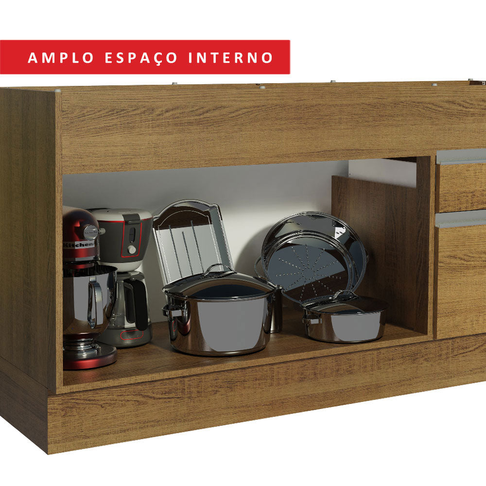 Balcão de Pia Madesa Glamy 150 cm 2 Portas e 2 Gavetas (Sem Tampo e Pia) Rustic