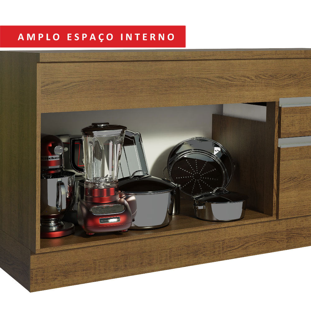 Balcão Madesa Glamy 150 cm 2 Portas e 2 Gavetas (Com Tampo) Rustic