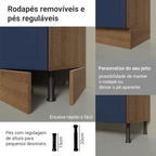 Balcão de Cozinha 40 cm 1 Porta Rustic/Azul Vik Madesa