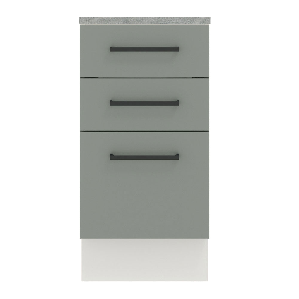 Balcão Madesa Agata 40 cm 3 Gavetas Branco/Cinza