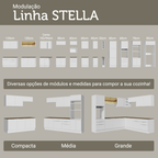 Balcão de Cozinha 50cm 1 Porta Branco Tampo Rustic Stella Madesa