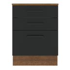 Balcão Madesa Agata 60 cm 3 Gavetas Rustic/Preto