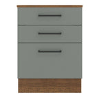Balcão Madesa Agata 60 cm 3 Gavetas Rustic/Cinza