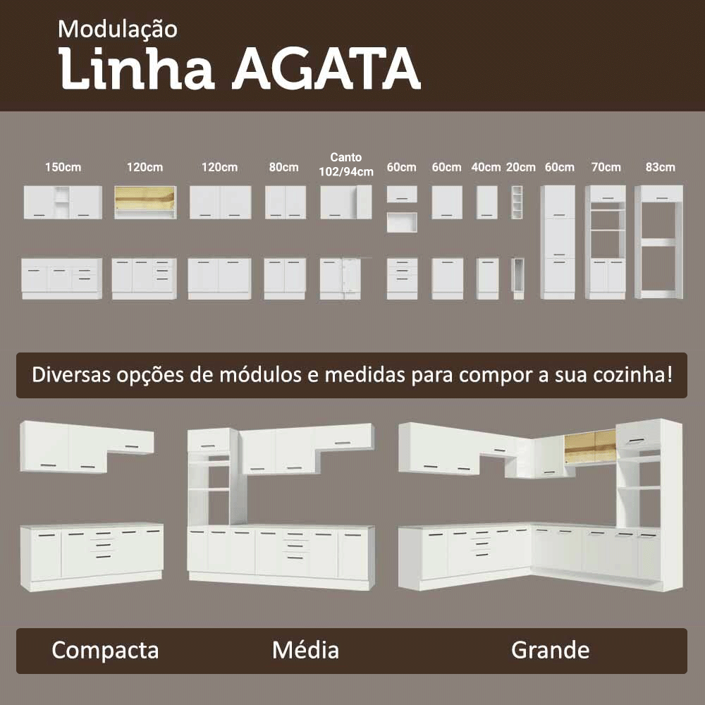 Balcão Madesa Agata 80 cm 2 Portas Branco