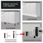 Balcão Madesa Acordes 100% MDF 80 cm 2 Gavetas Frentes Branco Brilho
