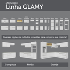 Armário Aéreo Madesa Glamy 120 cm 2 Portas Branco