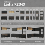 Armário Aéreo de Cozinha 120 x 50 cm 2 Portas Preto Madesa Reims
