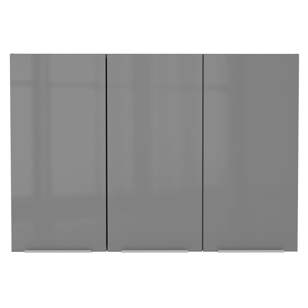 Armário Aéreo Madesa Lux 120 cm 3 Portas Rustic/Cinza