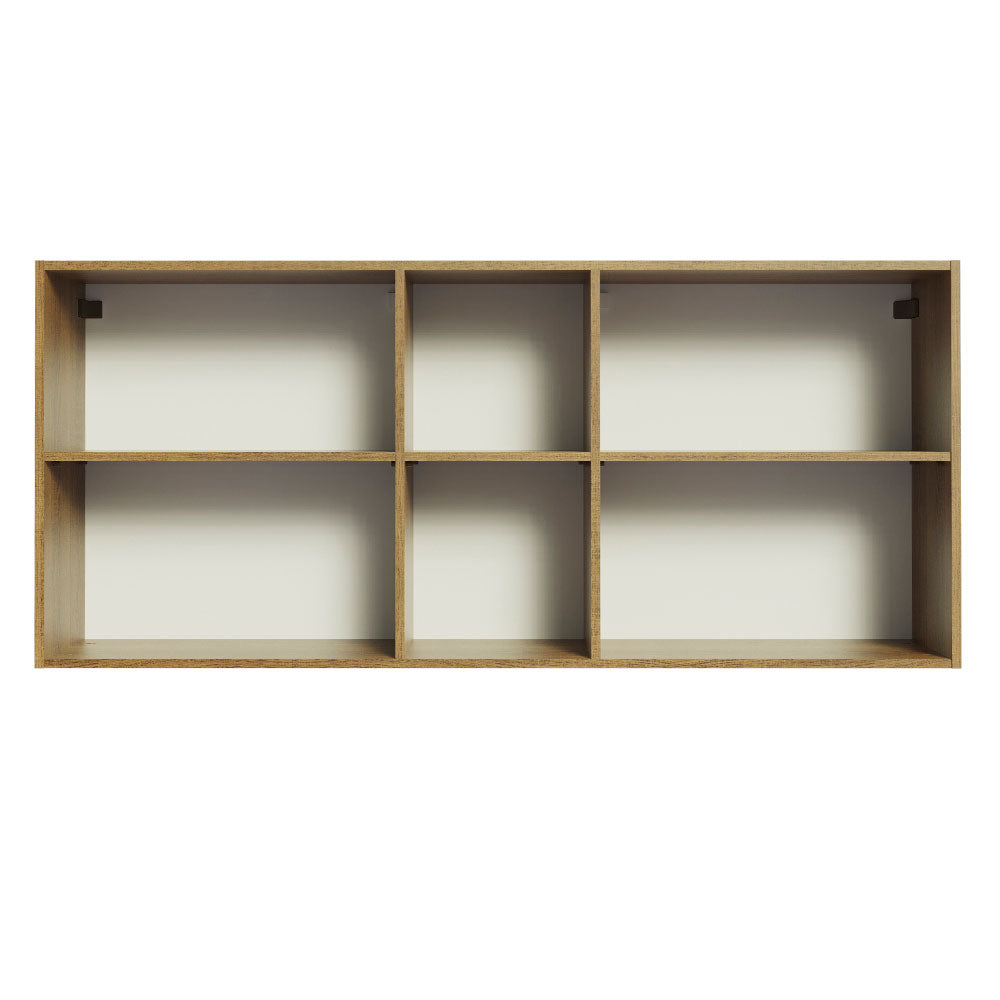 Armário Aéreo Madesa Glamy 150 cm 2 Portas e 2 Nichos Rustic/Preto