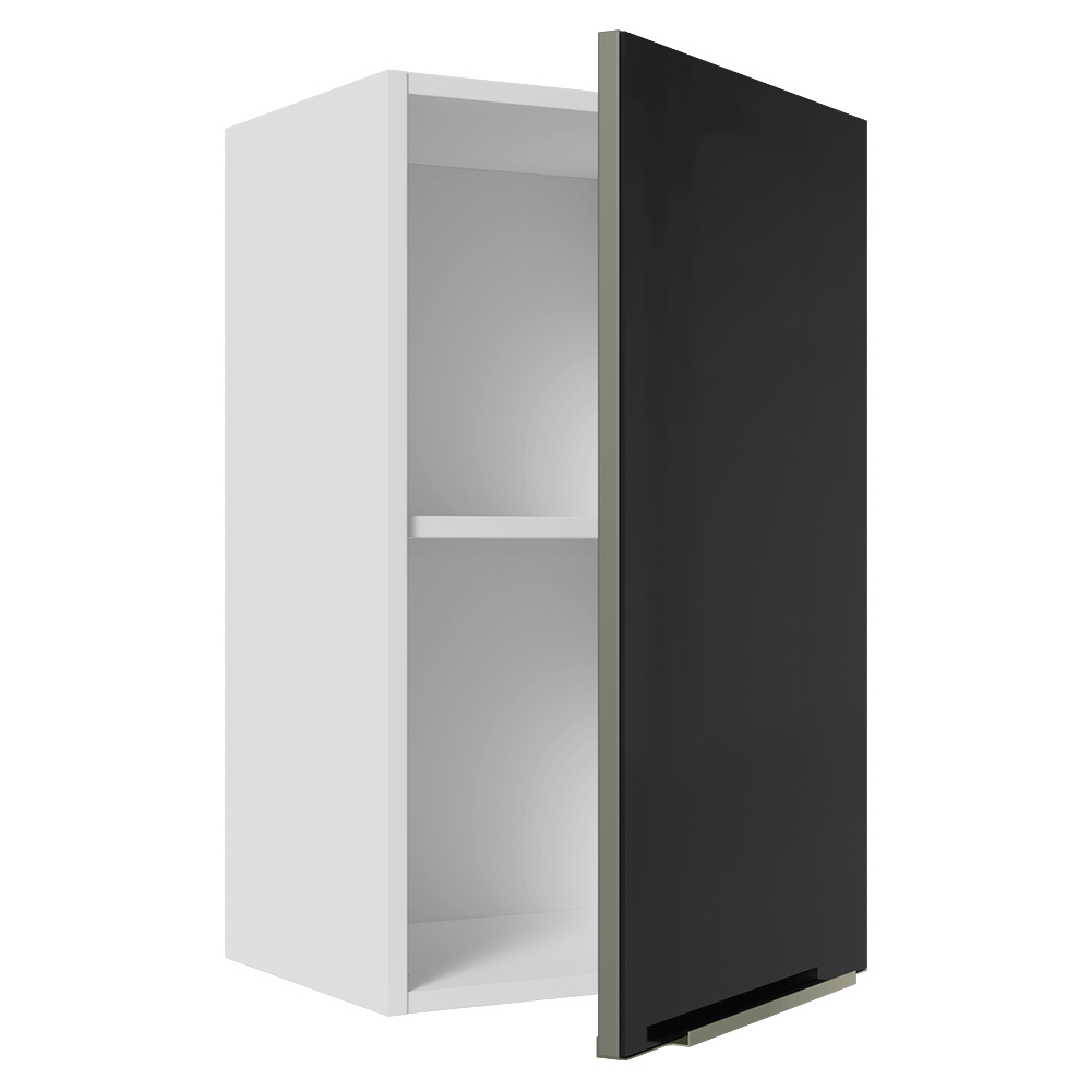 Armário Aéreo Madesa Lux 40 cm 1 Porta Branco/Preto