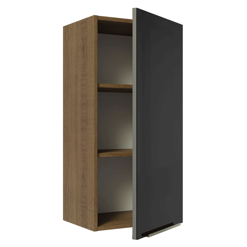 Armário Aéreo Madesa Lux 40 x 83 cm 1 Porta Rustic/Preto