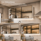 Armário Aéreo de Cozinha 1 Porta Basculante 60 cm Branco/Preto Vidro Reflecta Bronze Vinil Madesa